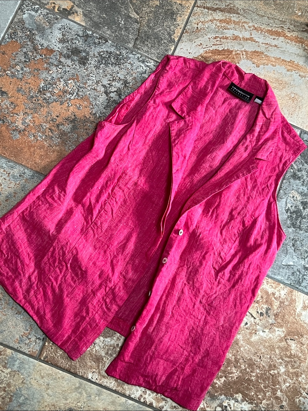 Liz Claiborne Bright Pink Linen Blend Shirt top